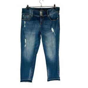 Torrid‎ Womans Size 16 Plus Jeans Skinny Blue Stretch Pockets Distressed Crop